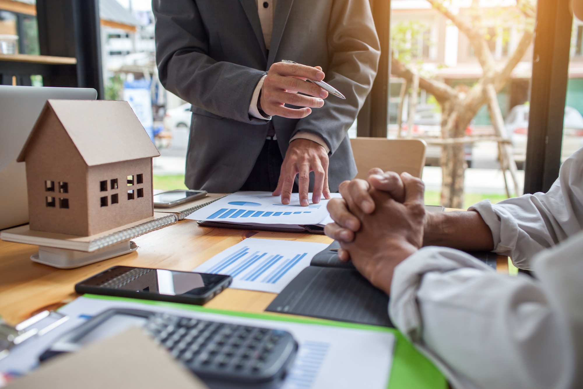 Business meeting of real estate broker, Business meeting working with new startup project.